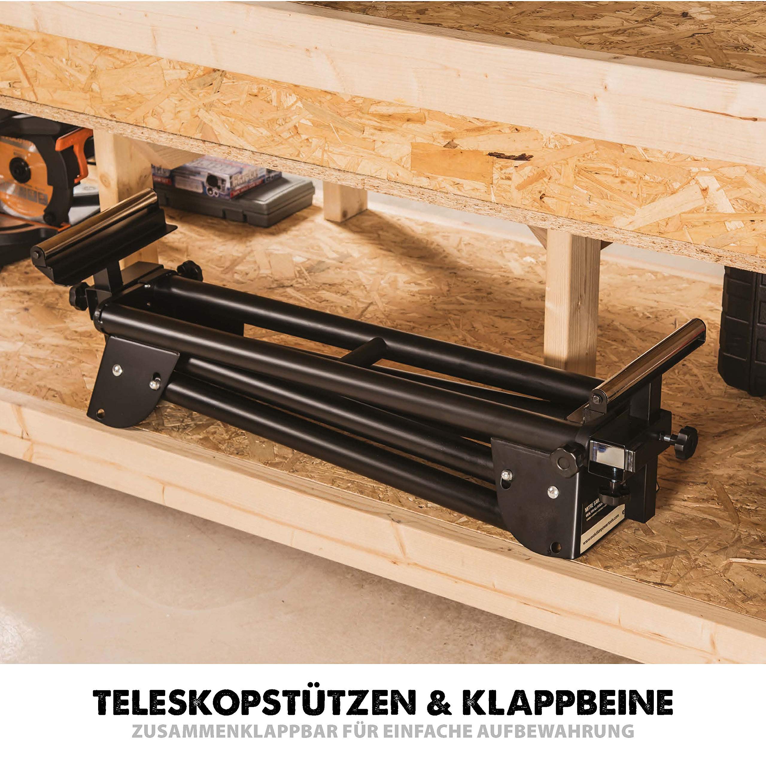 Evolution Arbeitstisch Untergestell für Gehrungssägen Elektrowerkzeuge - Universell passend für Evolution, Einhell, Metabo, Makita, DeWalt, Bosch - Kompakter klappbarer Ständer mit ausziehbaren Armen