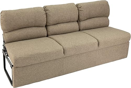 RecPro Sofá cama Jackknife de 72 pulgadas con consola desplegable | Tela de tela | 2 colores para elegir | Muebles para RV y cámper (tela de avena)