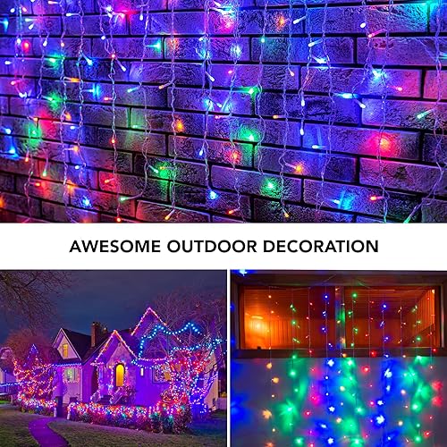 Miniatura 5 de MAGGIFT Guirnalda de 200 luces LED para colgar al aire libre, impermeable, 6.5 x 9.8 pies, luces USB de cortina de hadas. 8 modos de enchufar con