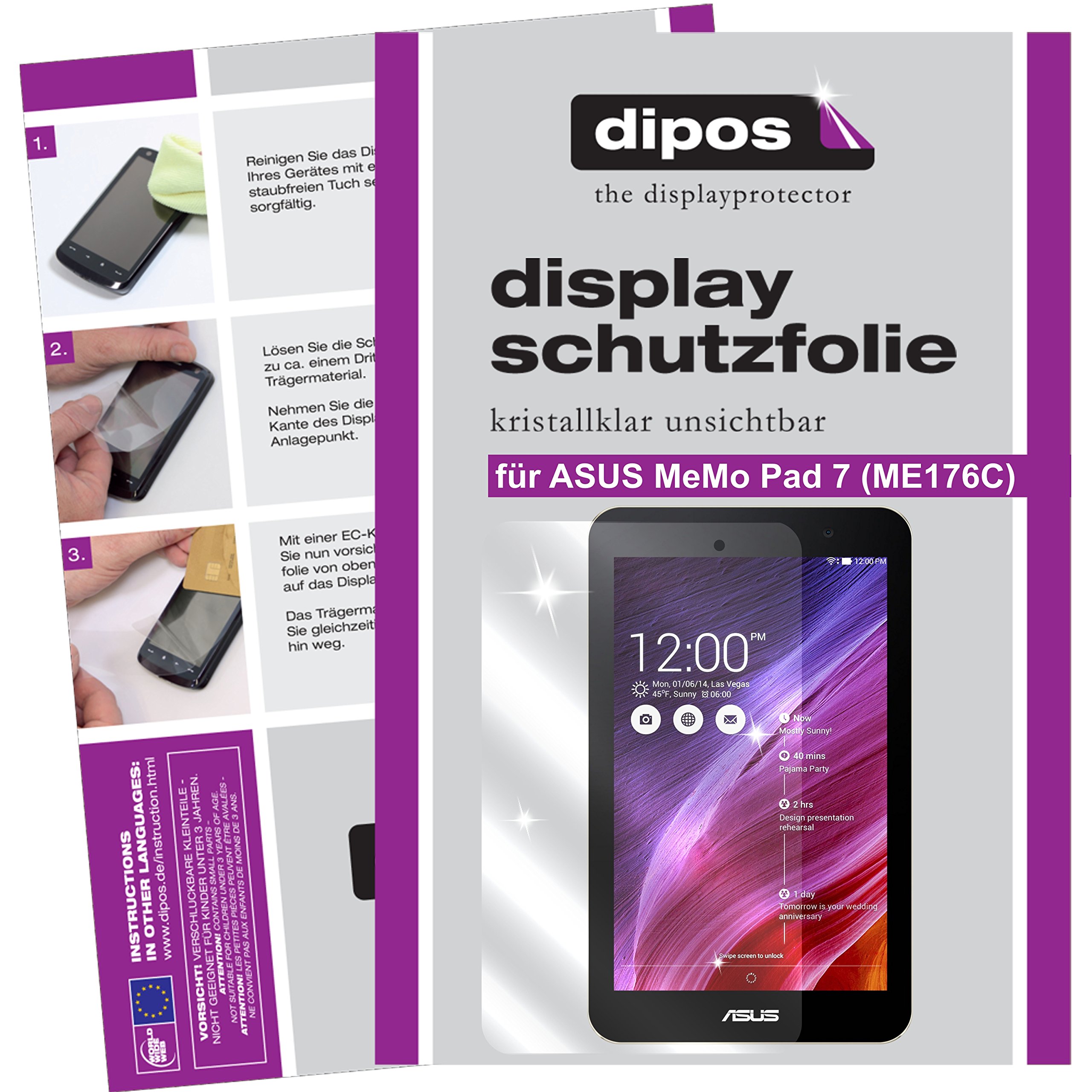 Dipos 3X Pellicola Protettiva Cristallo Per Microsoft Surface Pro 3 - Made In Germany, Anti Graffio - 3