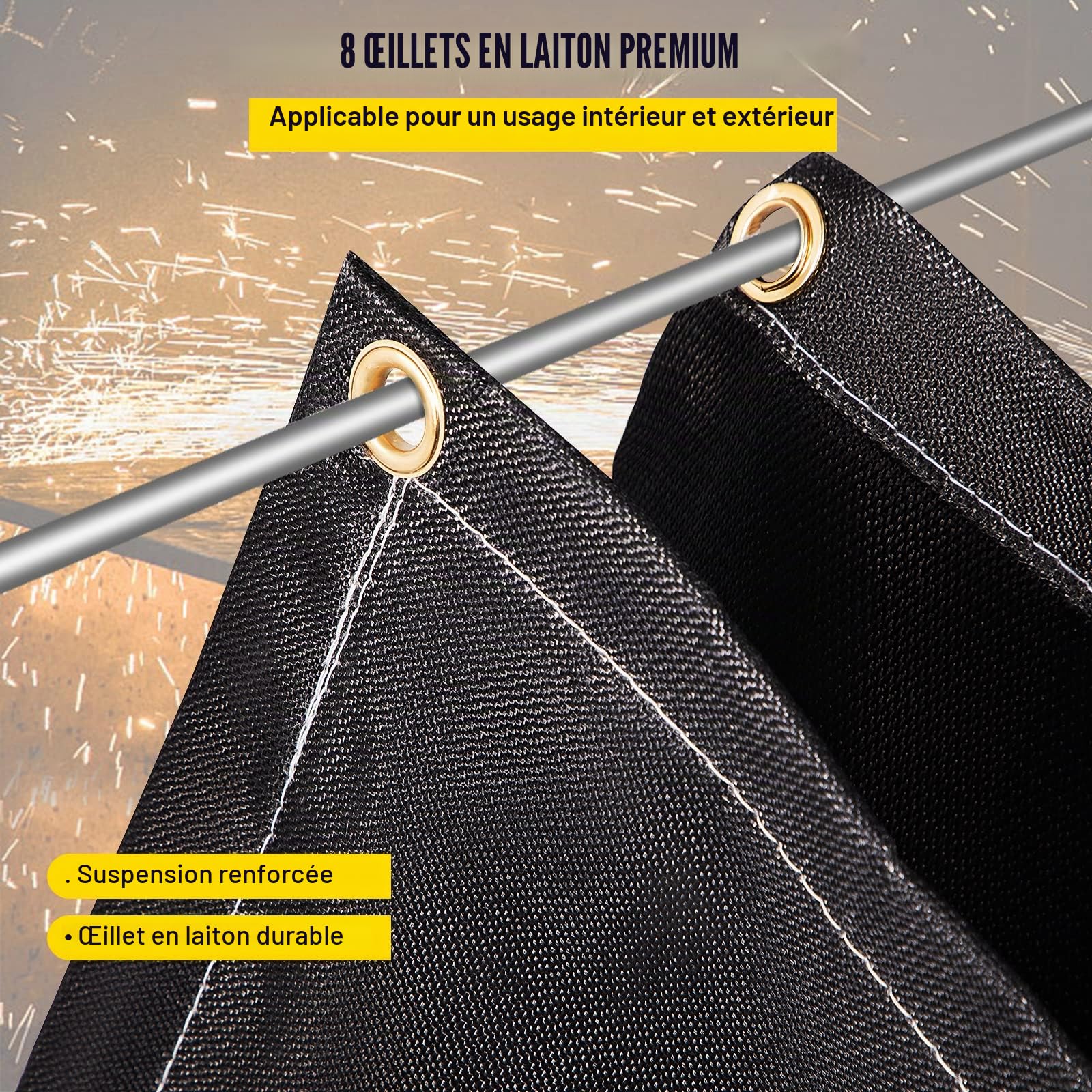 VEVOR Couverture de Soudage Ignifuge, Lot de 2, Couverture Anti-feu d'Urgence, 1,83 x 3,05 m, Couverture Anti-incendie en Fibre de Verre, Tissu Résistant à la Chaleur 550°C avec 8 Œillets en Laiton
