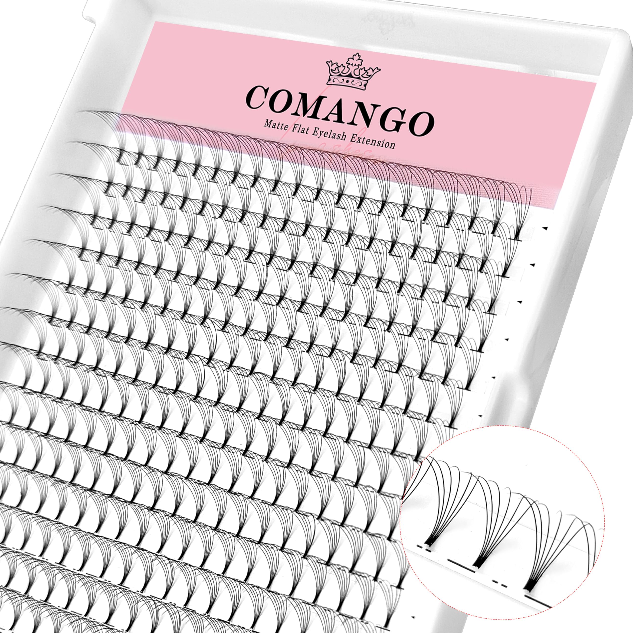 CoMango Premade Fans Eyelash Extensions 320 Fans, Volume Lash Extensions, Black, Vegan, Cluster, FALSE EYELASH