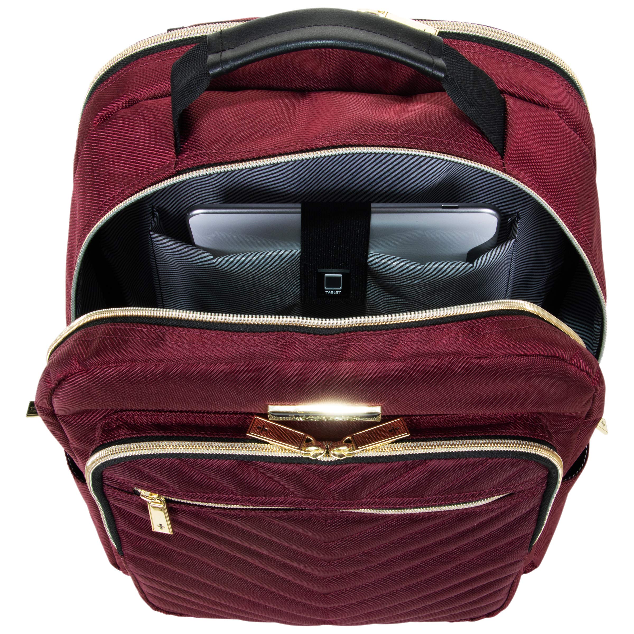 Kenneth Cole Reaction Women's Chelsea Chevron Quilted 15-Inch Laptop & Tablet Fashion Travel Backpack, Burgundy, Laptop 4