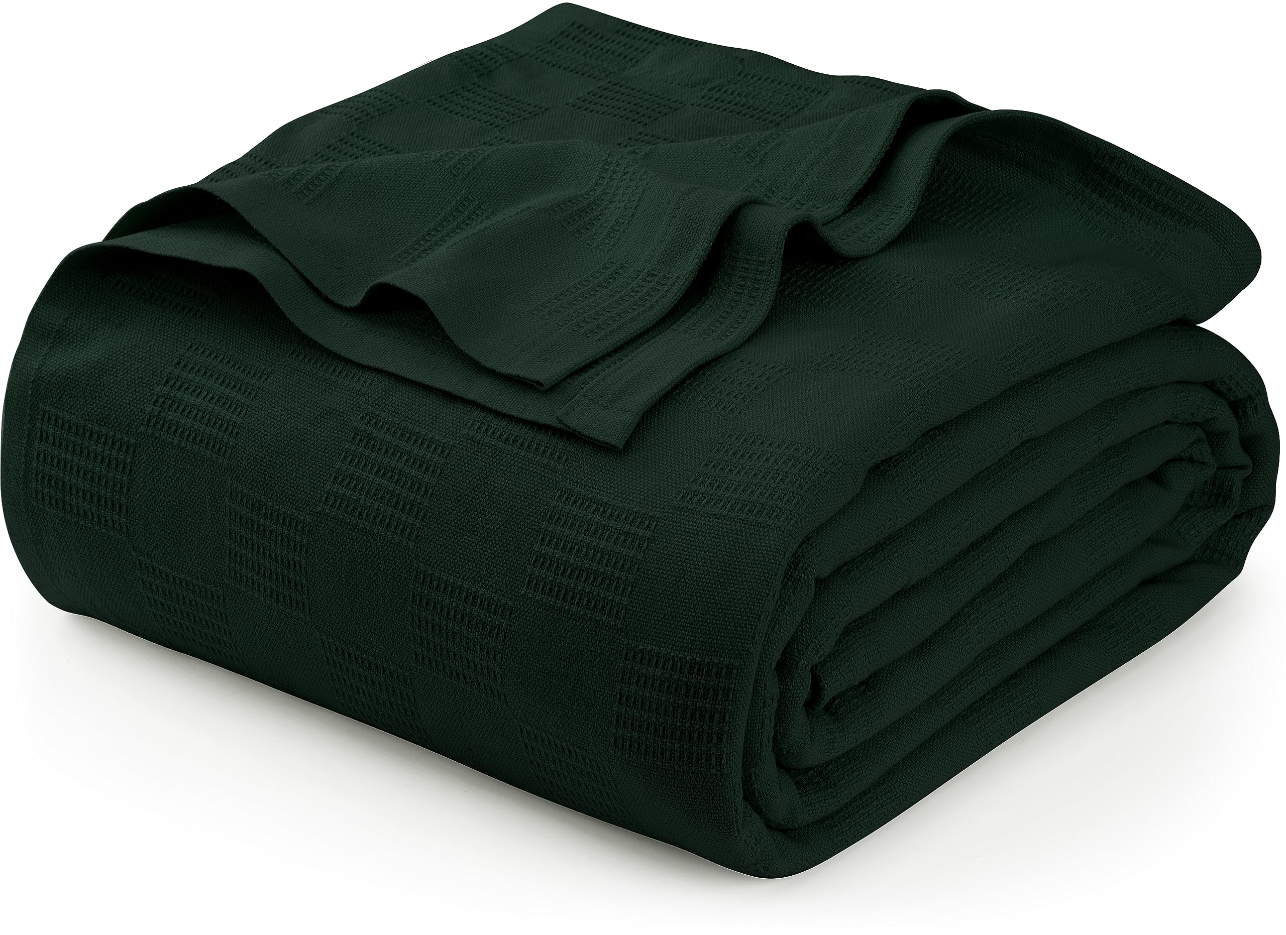 Utopia Bedding Forest Green 100% Cotton Blanket [King Size - 90x108 Inch] 350GSM Lightweight, Soft and Breathable Thermal Blanket for All Seasons