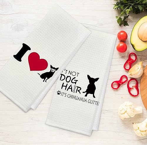 Miniatura 5 de Divertidos paños de cocina y paños de cocina absorbentes para perros Chihuahua de 16 x 24 pulgadas, juego de 4, bonitos regalos para amantes de