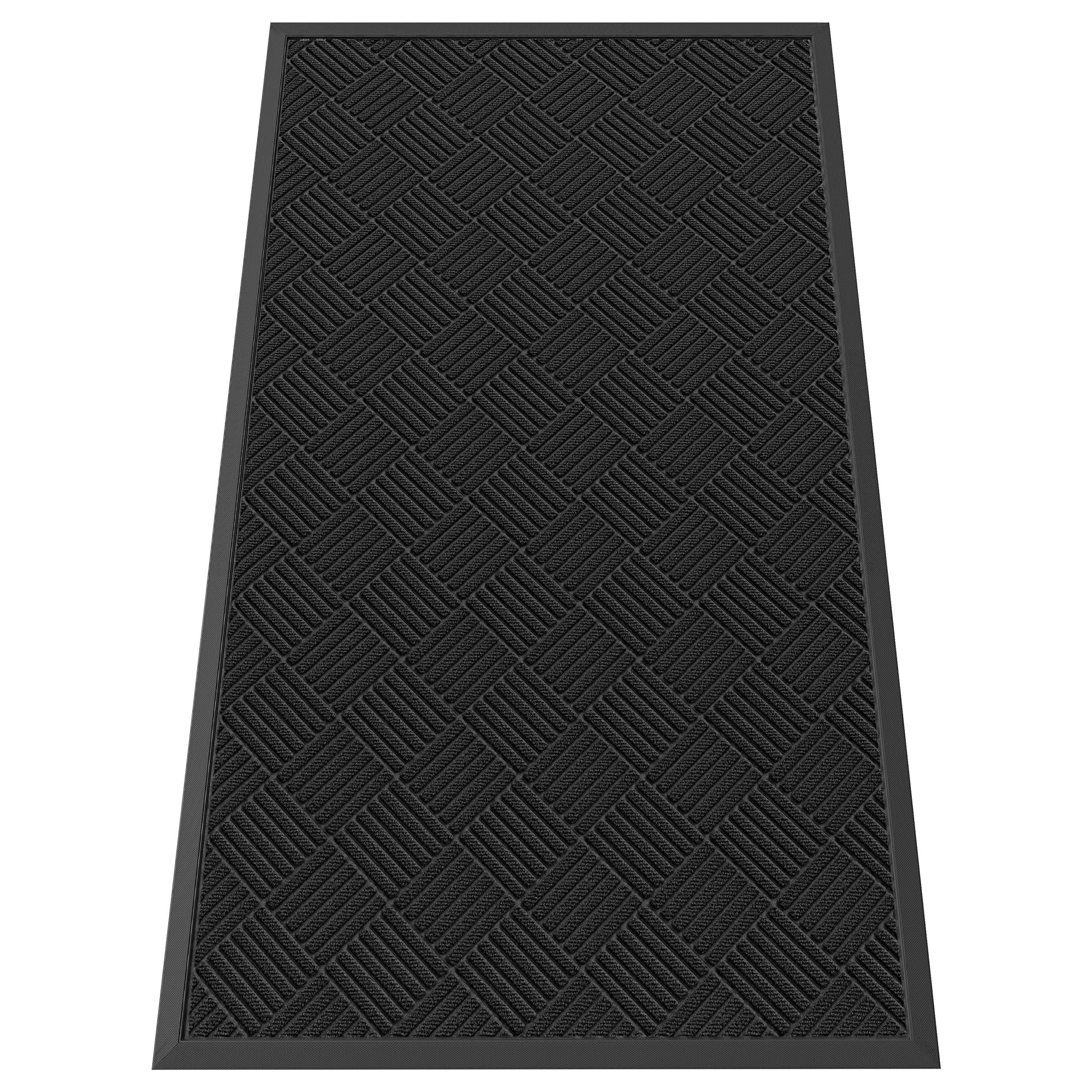 Indoor Outdoor Door Mat, 5' x 3' Doormat for Entryway, Black