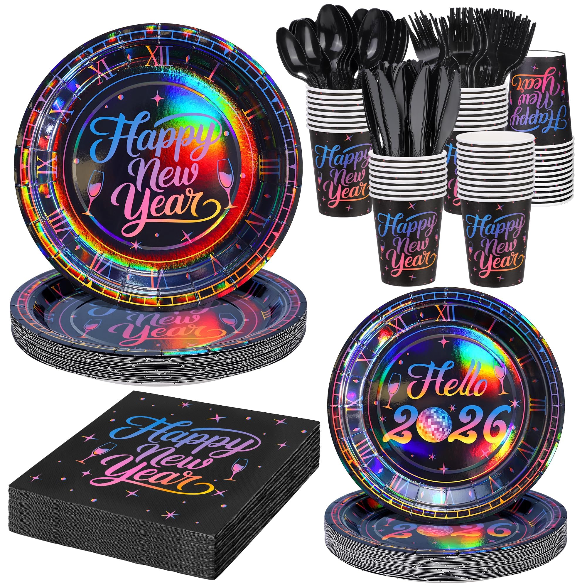 Locker.Ink | Elevate Your New Year Celebration with 24 Must-Have Party Tableware Essentials Iridescent New Year Tableware Set