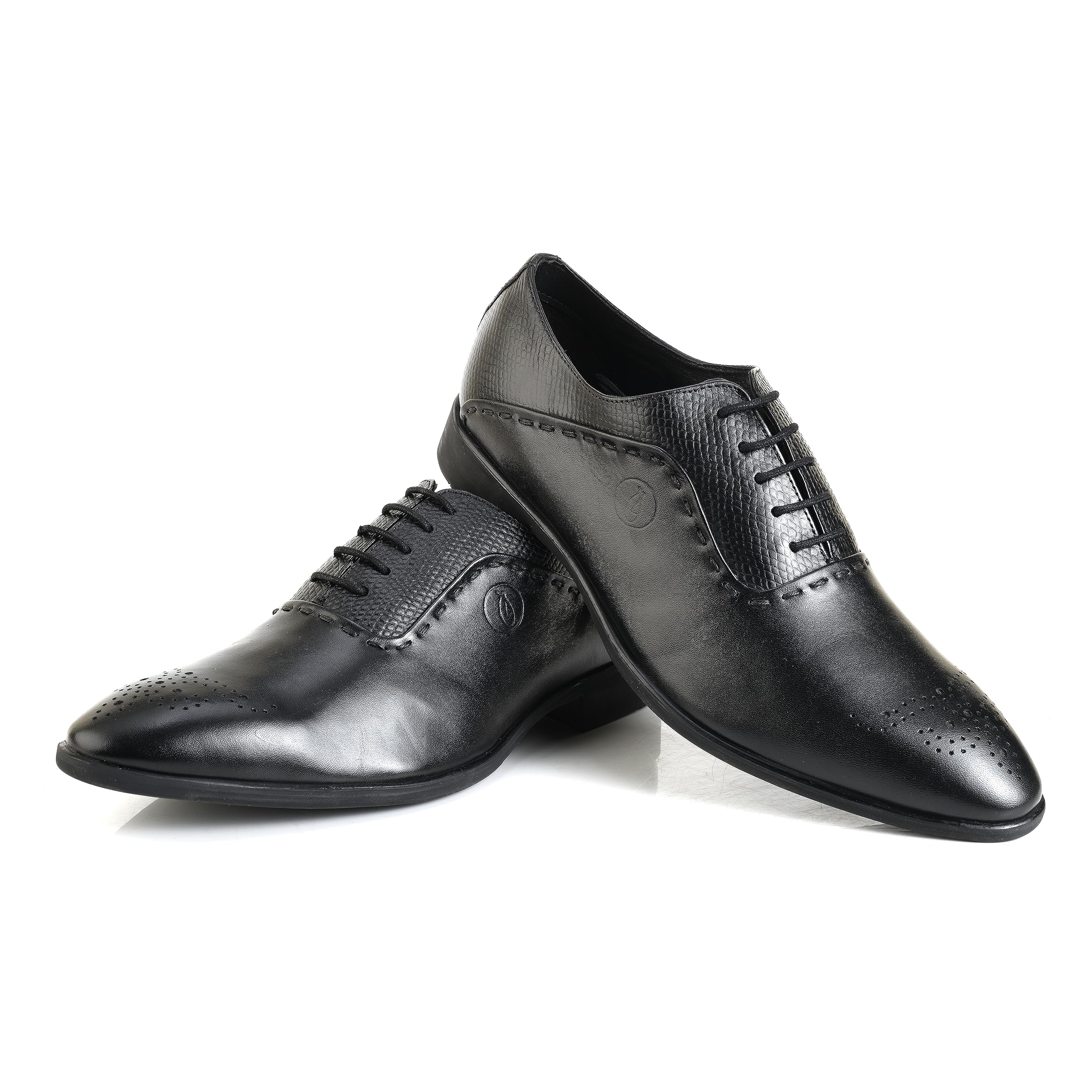 Jack Rebel Men's Centro Black Formal Shoes | Stylish Shoes with Lace| Premium Leather |Soft Cushioned Footpad | Versatile for Office & Parties
