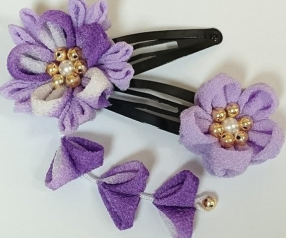 Amazon 手芸キットつまみ細工髪飾り お花のヘアピン藤色 ヘアアクセサリー おもちゃ