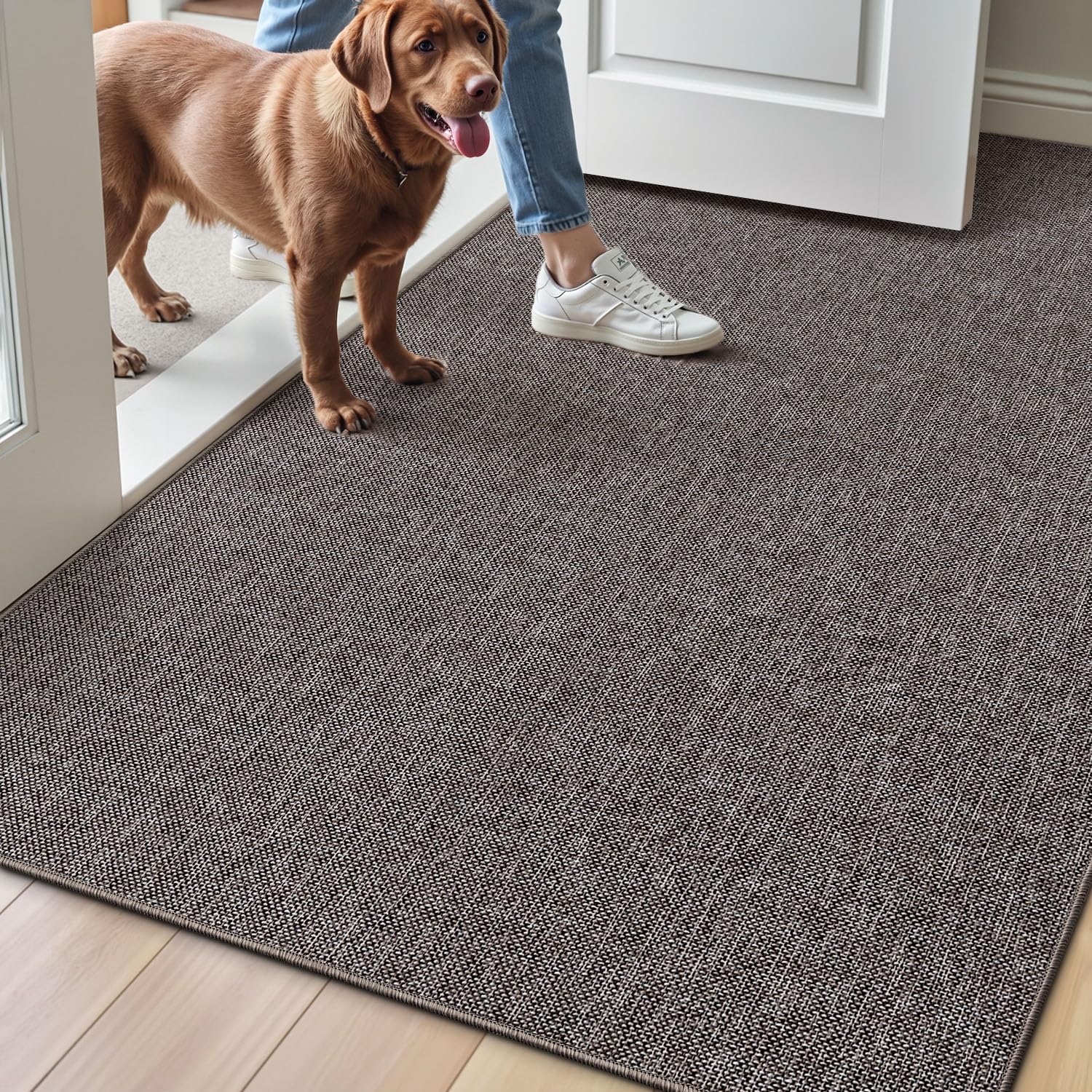 LUMI Door Mats Indoor 90 x 140 cm, Ultra Thin Non Slip Doormat, Brown โ image 1