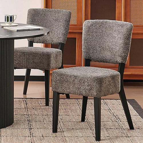 Juego de 2 sillas de comedor apilables, sillas auxiliares de cocina tapizadas de tela moderna, silla de comedor moderna de mediados de siglo con