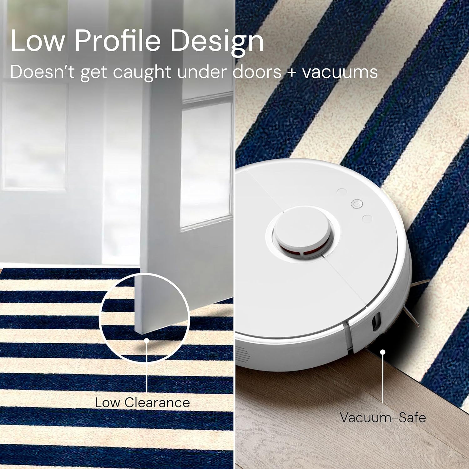 Wash + Dry Cabana Stripe Washable Indoor Rug with Rubber Backing, Large Non-Slip Door Mat for Entryway, Kitchen, Bathroom, One-Piece Washable Entryway Rug, Striped Navy and Cream, 27.5” x 47”