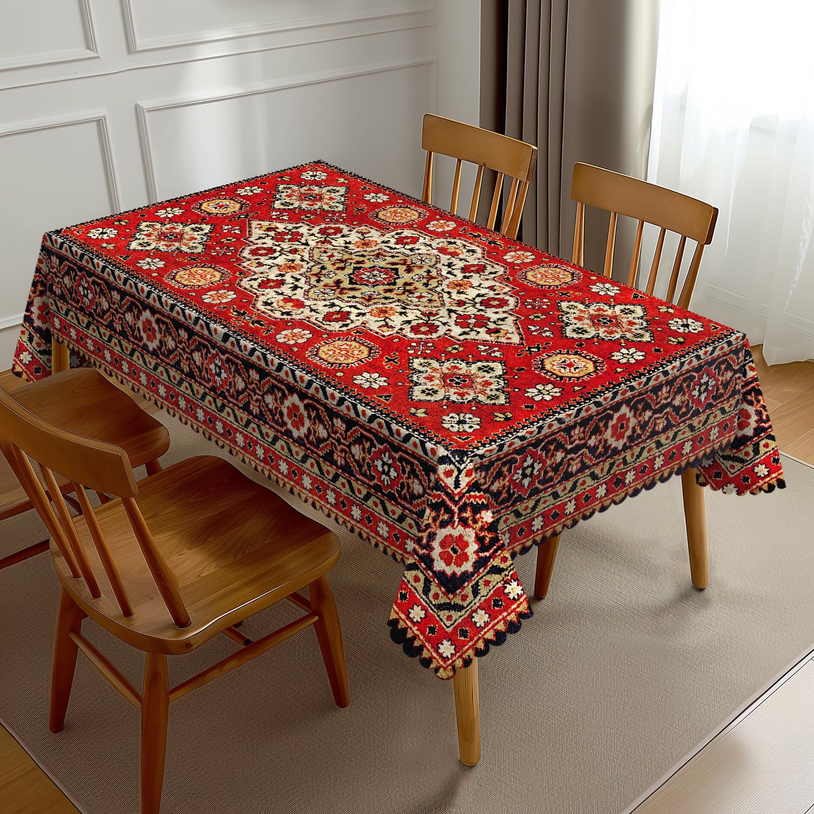 Amazon.com: NEEZSEEZ Royal Red Moroccan Tablecloth Old Red Persian