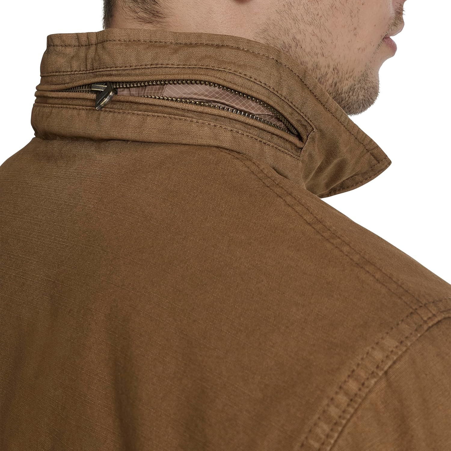 Levi's Men's Stand Collar Cotton Military Jacket With Hidden Hood - Image 7