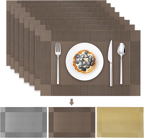 Juego de 8 manteles individuales lavables antideslizantes a prueba de calor para cocina, comedor, mesa de interiorexterior, mantel individual de