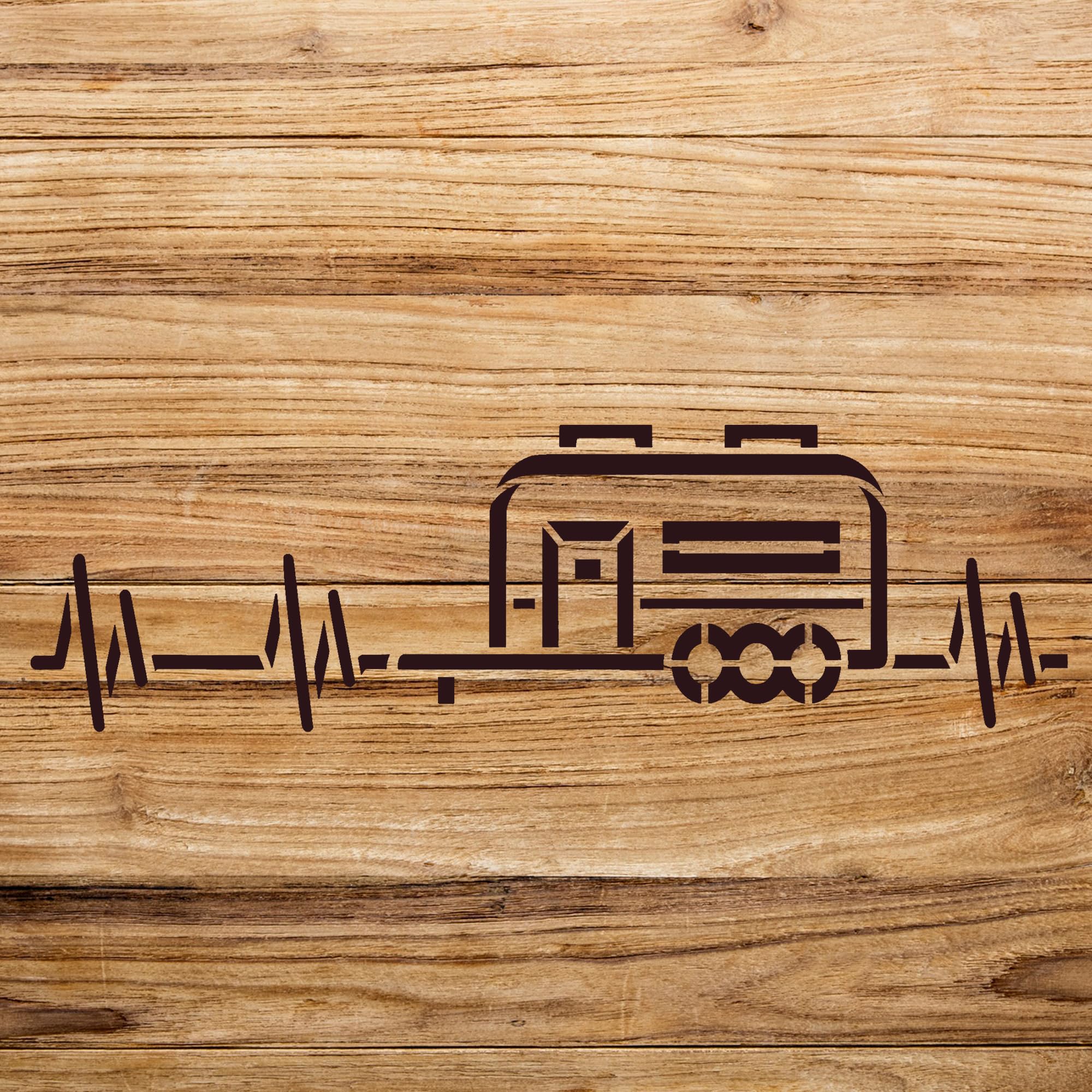 Camper Heartbeat Stencil Pattern for Walls and Crafts, Reusable Mylar Template, Ideal for Indoor and Outdoor Home Decor, Nature and Camping Lover Design - Size A4 (11.0