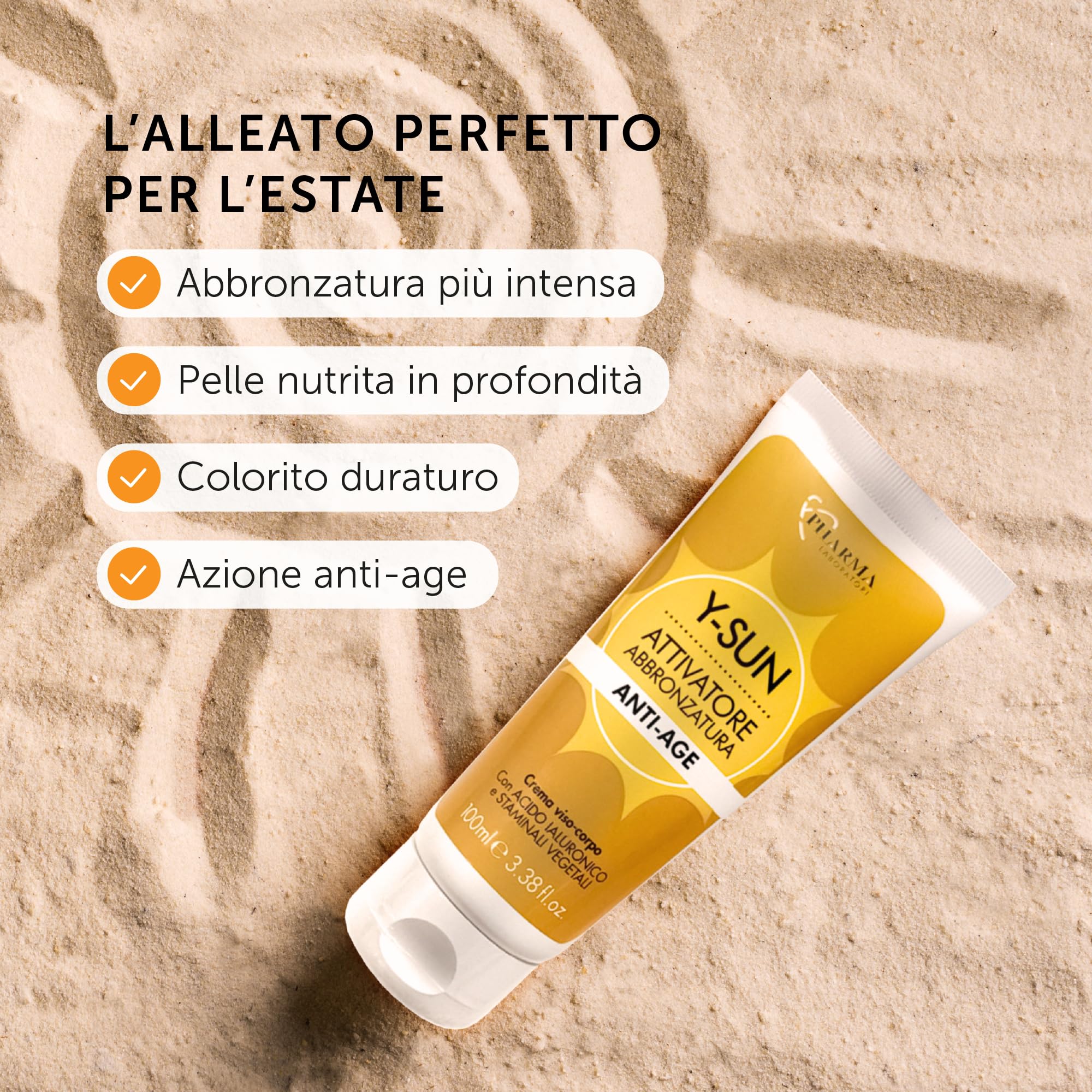 Ypharma Acceleratore Abbronzatura Viso e Corpo – Attivatore Melanina con Acido Ialuronico – Intensifica e Prepara la Pelle al Sole, Made in Italy