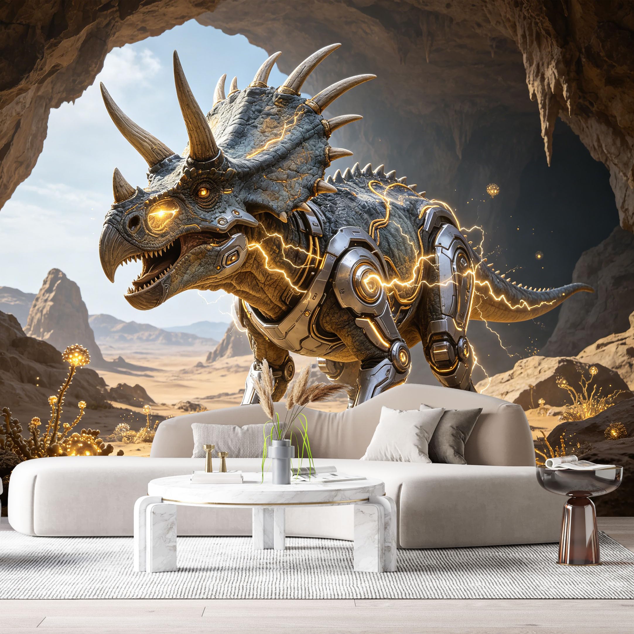 Custom Size Wall Mural Beast Mech SciFi Robot Futuristic Armor Textured 3D Trompe L'Oeil SelfAdhesive Art Prints Removable Large Wallpaper Esports Room Game Room Studio