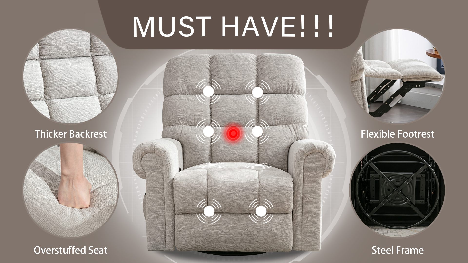 Amazon.com: ANJ Oversized Rocker Recliner Chair with Massage and