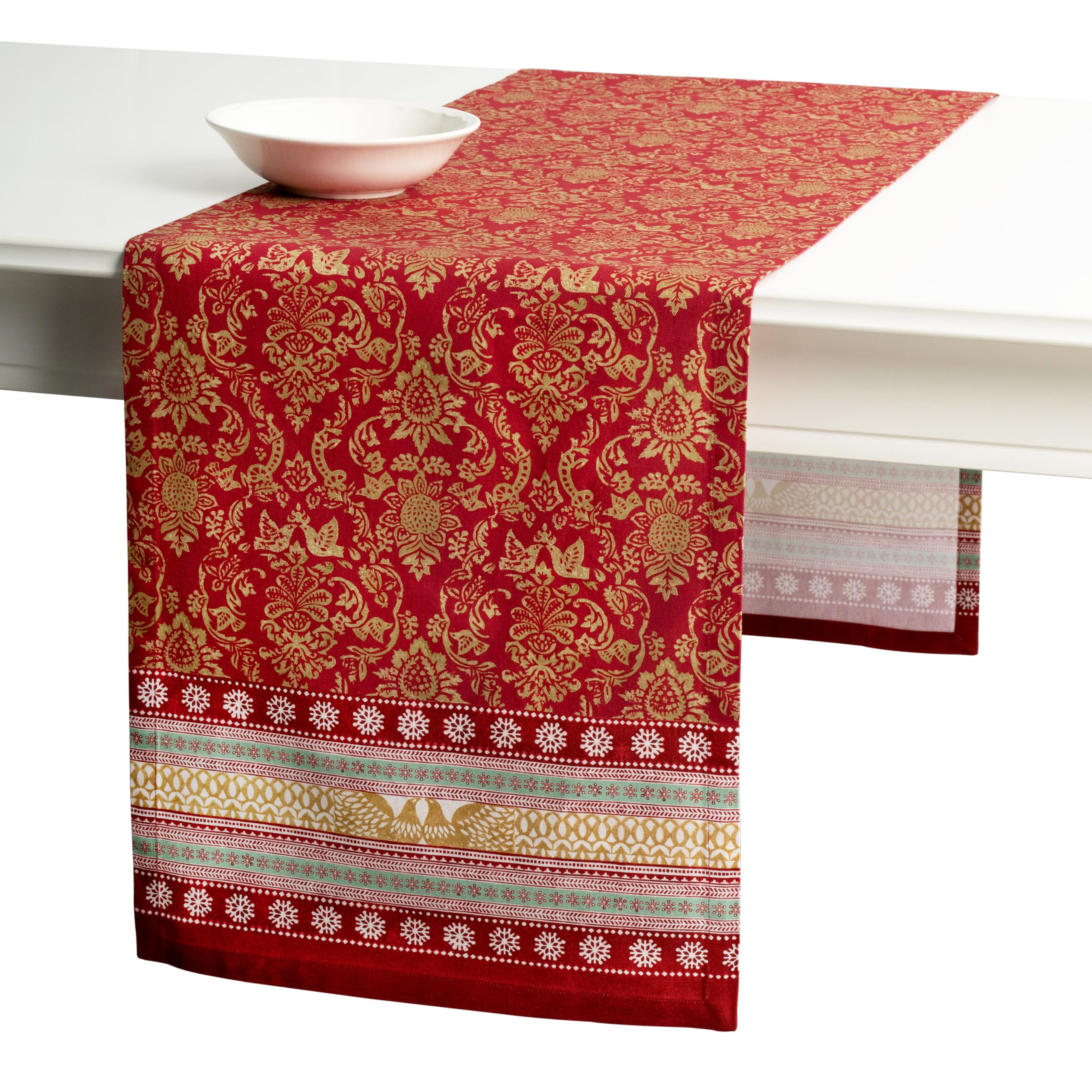 Maison d' Hermine Table runner 100% Cotton Single Layer Table Runners 230 CM long for Home Kitchen Dining Party Wedding Bridal Shower Spring Summer (Sofia, 37 cm x 230 cm)