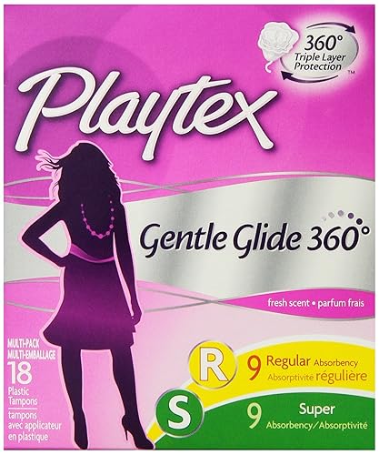 Playtex Gentle Glide Tampones desodorante paquete múltiple 9 absorción regular 9 súper absorción 18 tampones