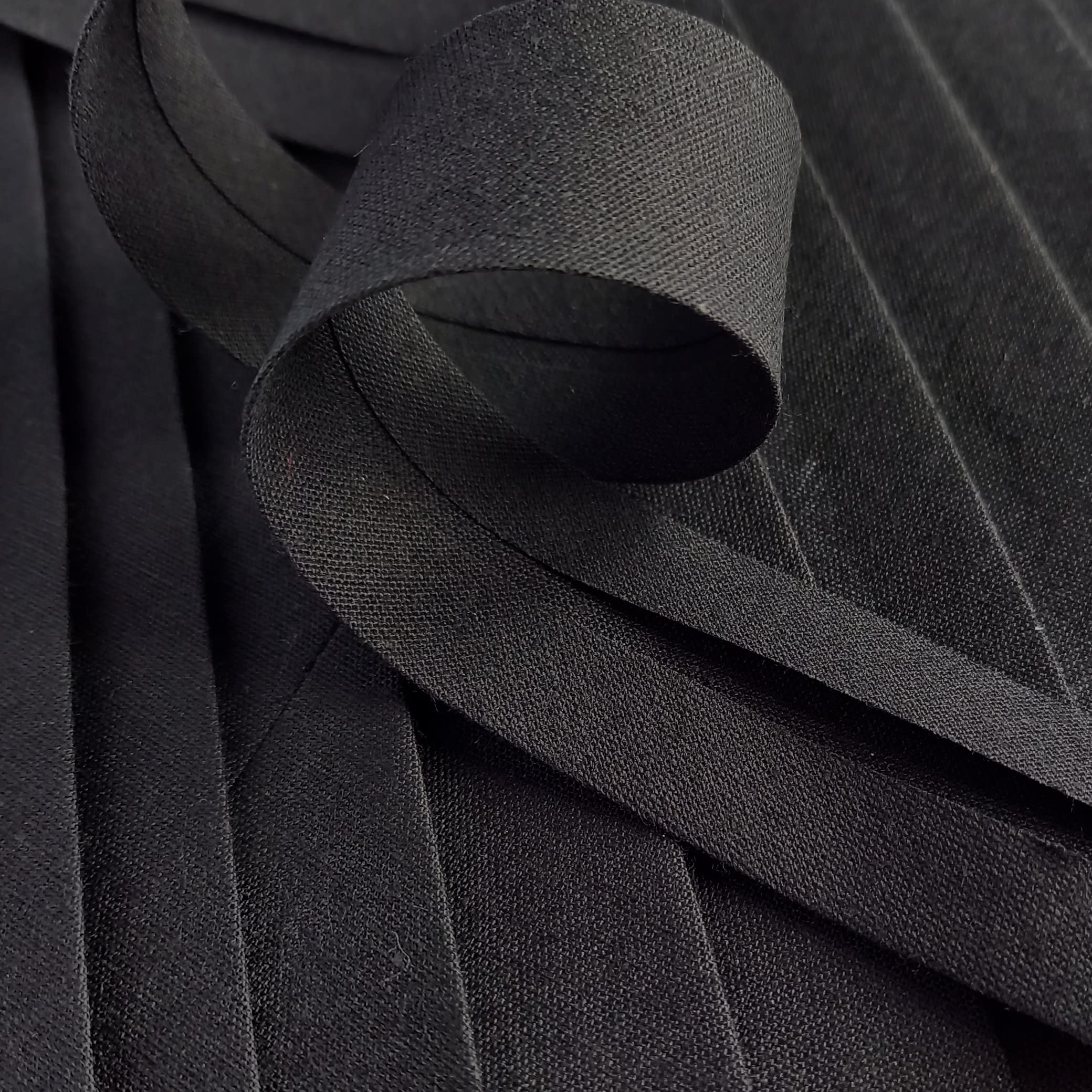 Black 25mm Wide Bias Binding Edge Tape - Pre-Folded - Poly Cotton - 10 Metres