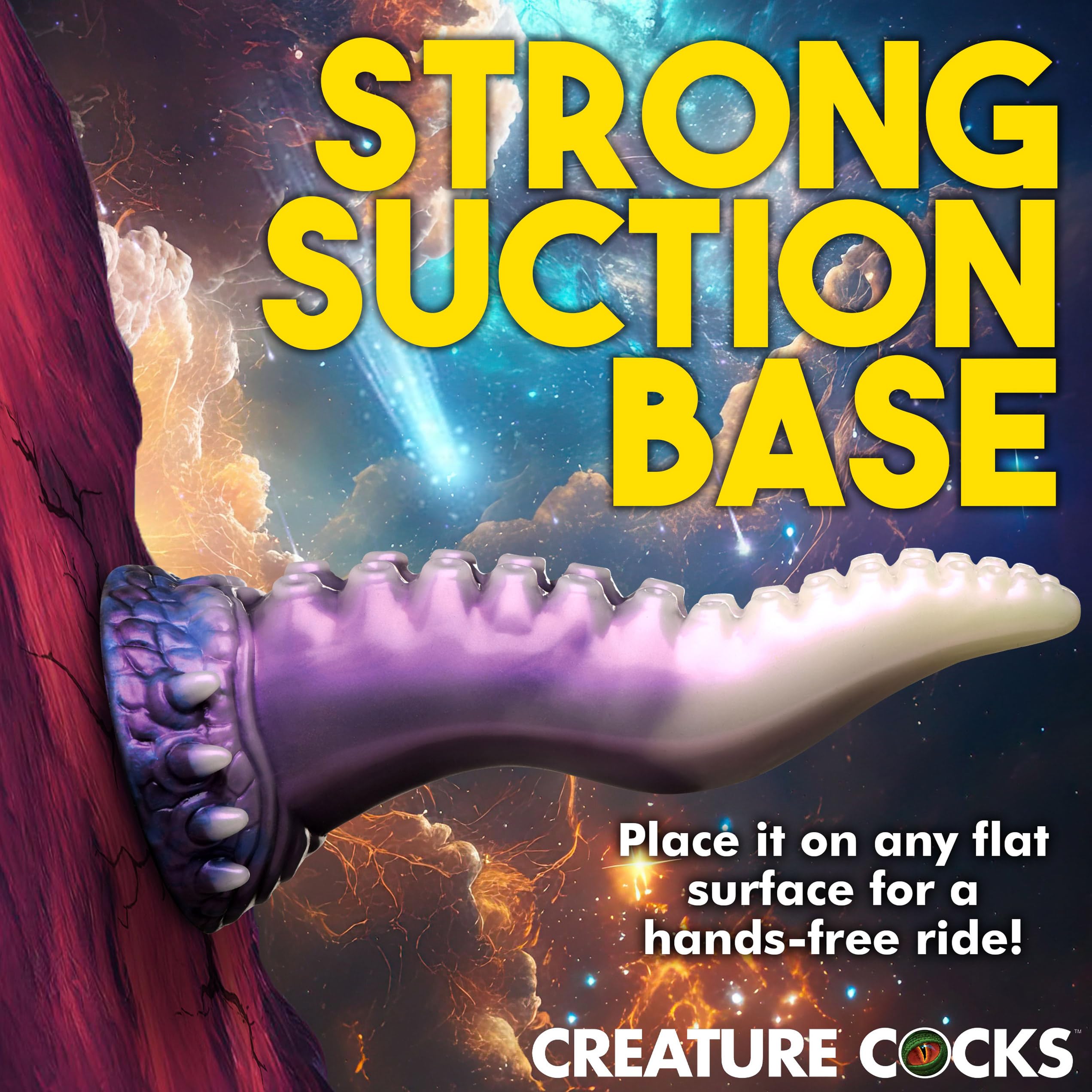 CREATURE COCKS Astropus Tentacle Silicone Dildo for Men, Women & Couples. Fantasy Dildo & Strong Suction Cup Base. Harness Compatible, Stimulating Textures. 1 Piece, White & Purple.