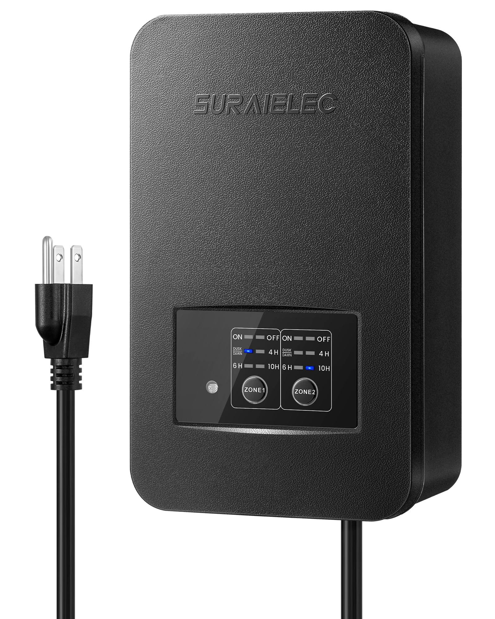 SURAIELEC 200W Low Voltage Landscape Transformer, Outdoor Weatherproof Transformer with Photocell Sensor & Timer, 2 Independent Zones, 120V AC to 12V/15V AC Multi Tap for Pathway Lights, Spotlights