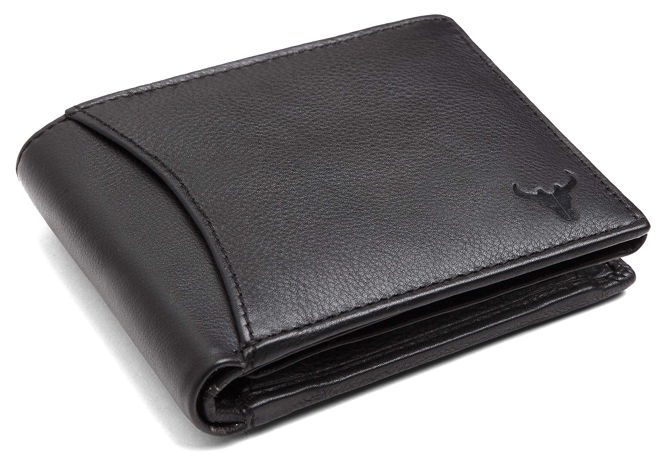 Black Leather Wallet for Men I 2 Secret Compartments I 6 Credit/Debit Card Slots I 2 Currency Compartments I 3 Transparent ID Windows I 1 Coin & Zip Pocket