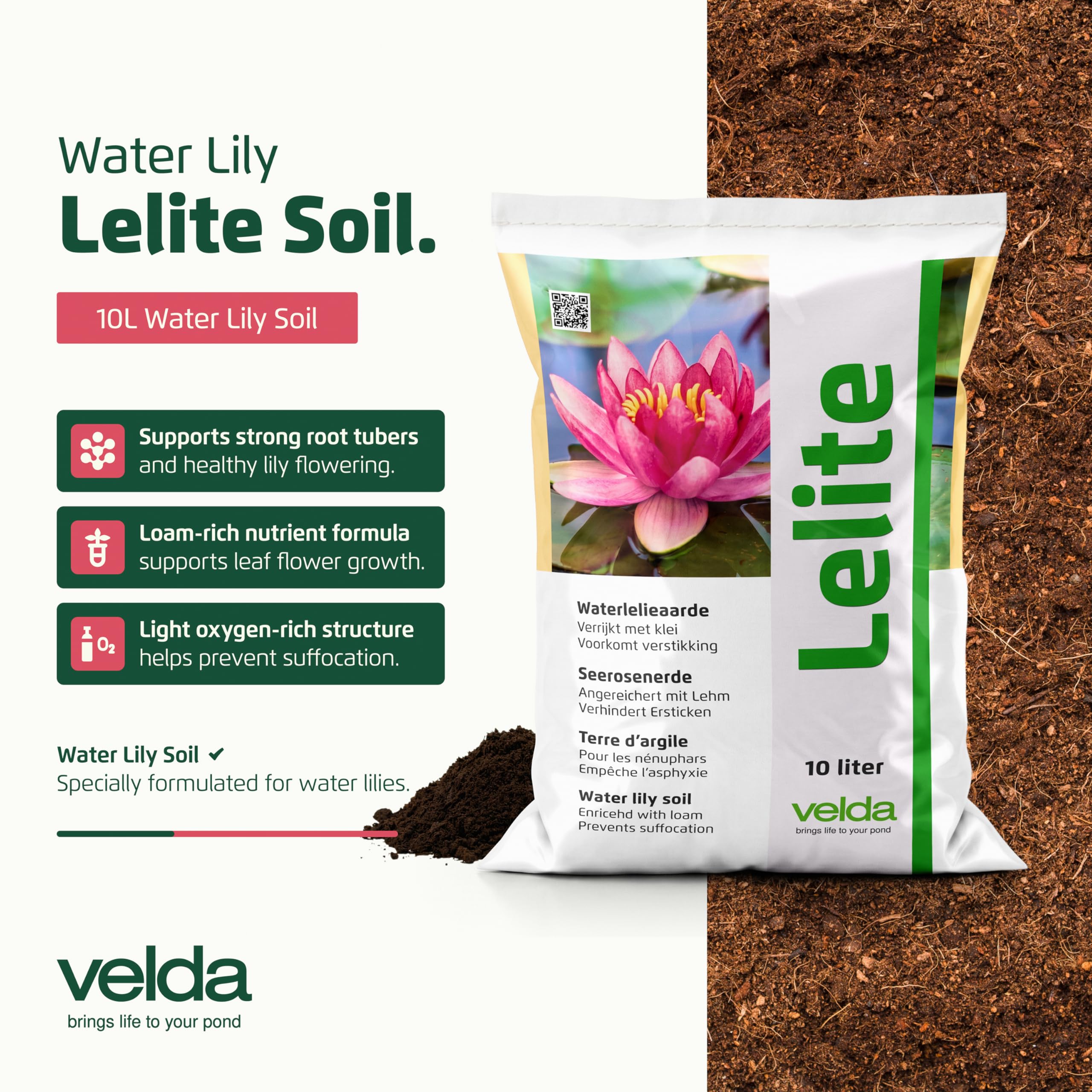 Velda Lelite - Suelo de lirio de agua para estanque, 10 L