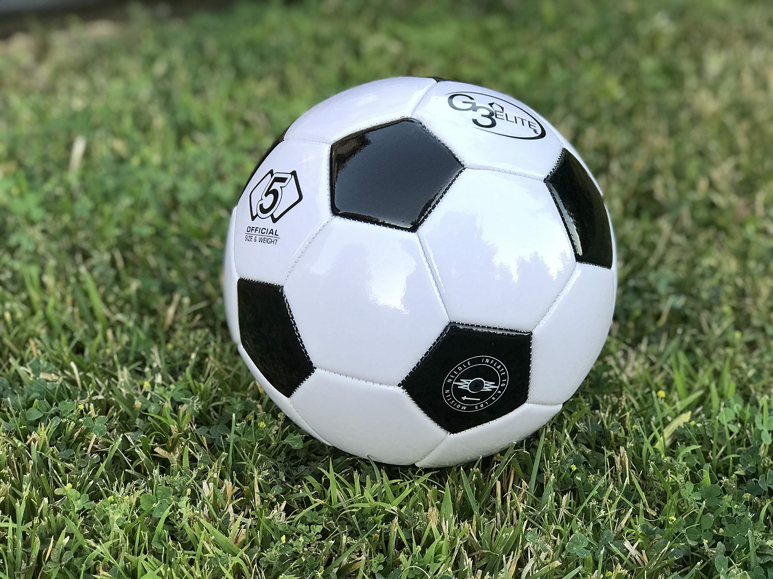 G3ELITE Soccer Balls Machine Sewn, All Weather - w/Free 6" Hand Pump & Ball Needle - Practice, Training, Futbols, (#5, Qty 50)