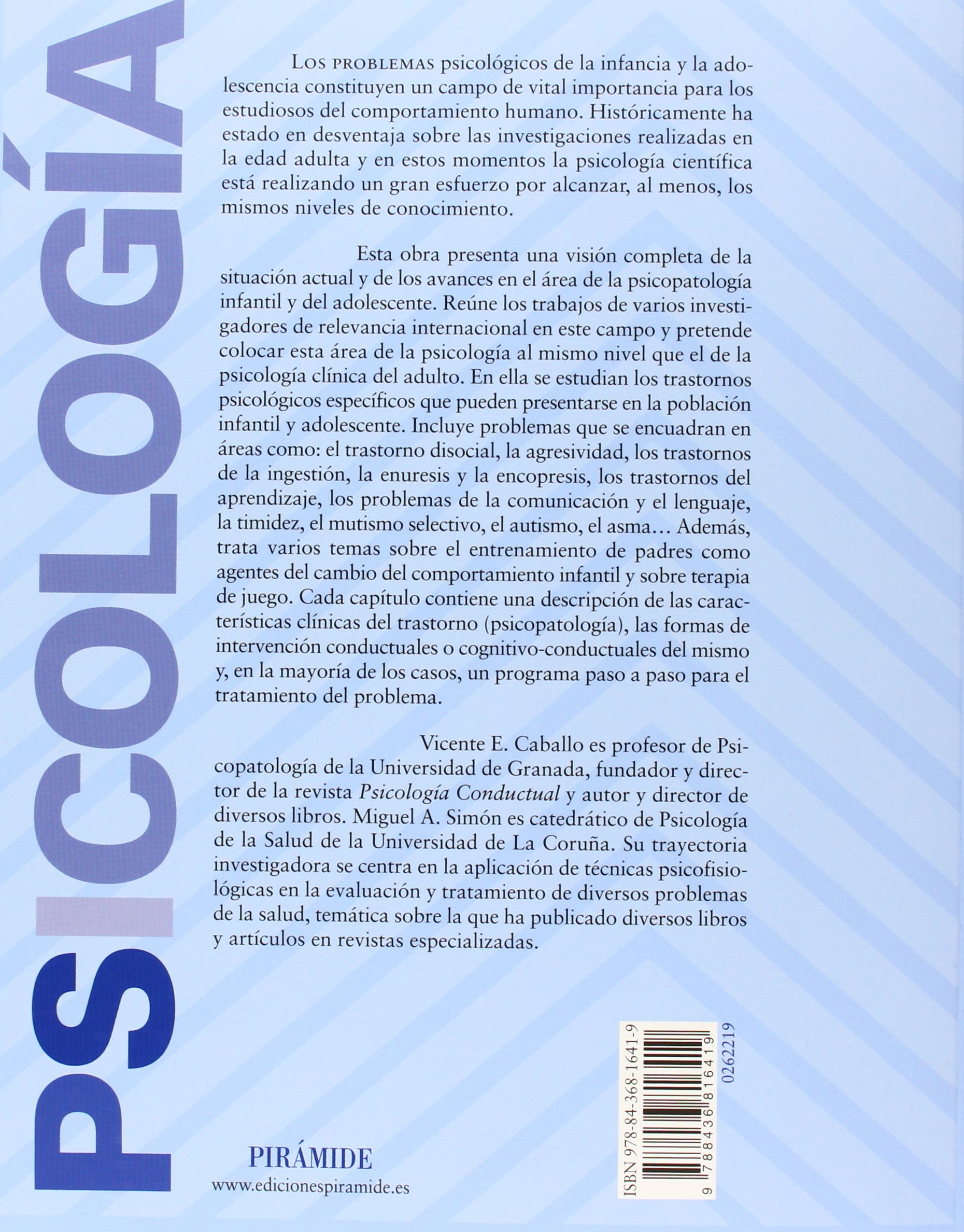 Manual de psicología clínica infantil y del adolescente: Trastornos específicos