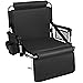 Alpcour Foldable Stadium Bleacher Seat with Backrest and Armrest  Wide Portable Padded Chair with Pockets and Cup Holder  Perfect for Basketball and Football Bench Seats - Black