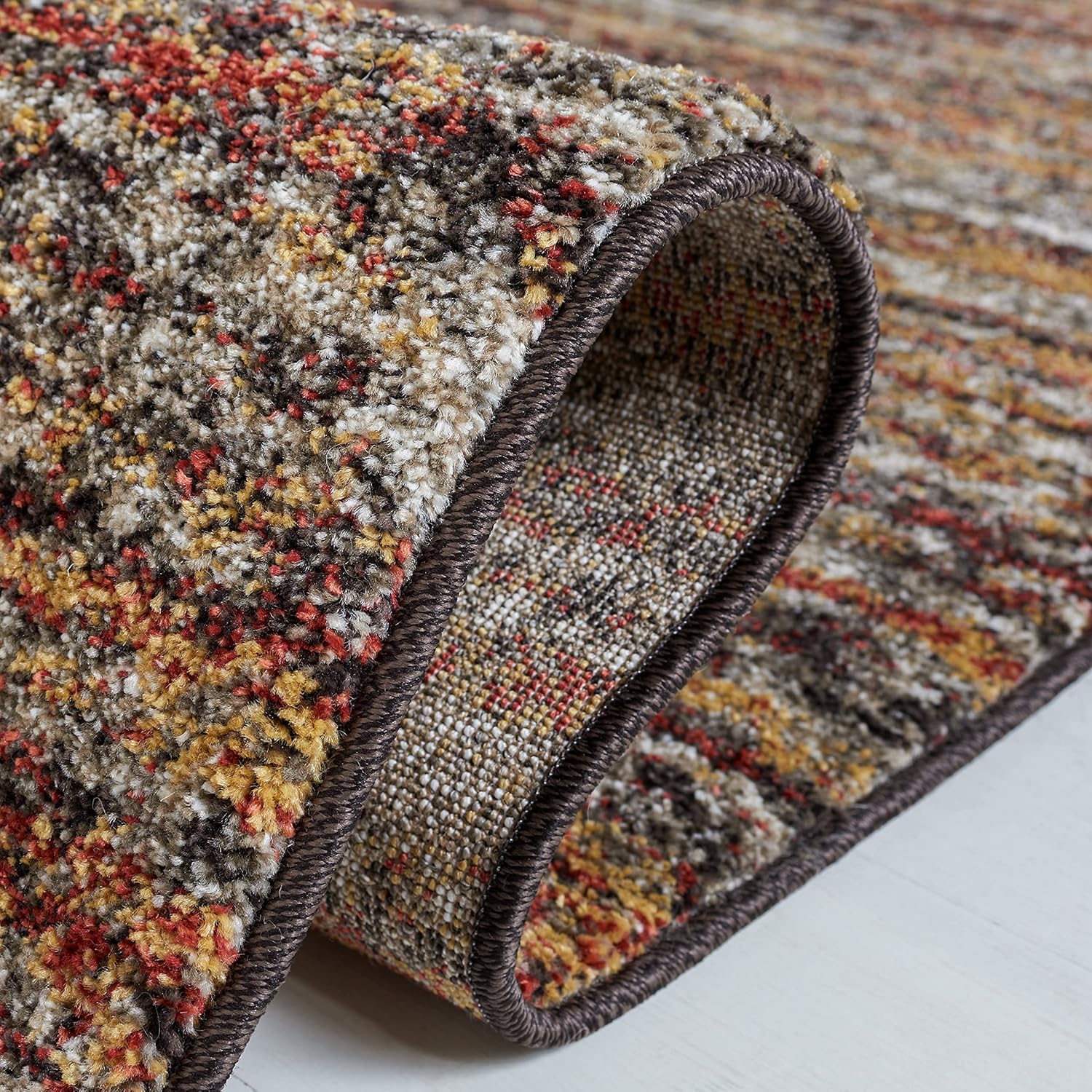 Ivory and Grey Abstract Synthetic Area Rug