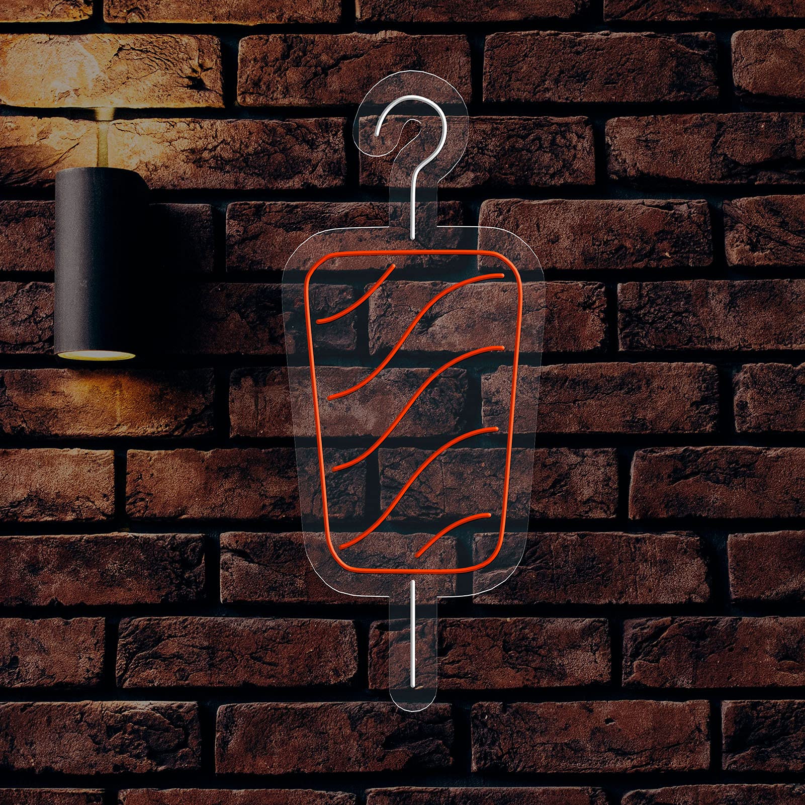 Neon Luces Pared Carteles Letrero Comida Restaurante Feliz -55cm - Personalizable - Multi modelos para elegir - Con Mando a la Distancia- Interior (Neón Carne Kebab)