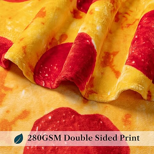 Miniatura 6 de PAVILIA Manta de pizza realista de doble cara con queso pepperoni, tamaño adulto, regalos de broma para niños y adolescentes, cumpleaños, manta de