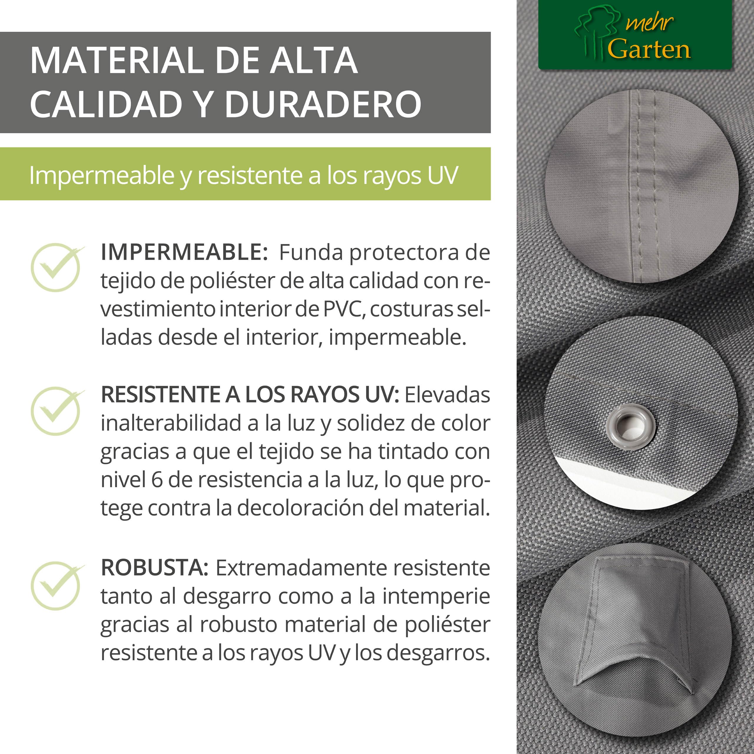 Funda protectora para sofá esquinero de jardín | 245 x 100 x 80 cm | Poliéster tejido Oxford 600D, color: gris