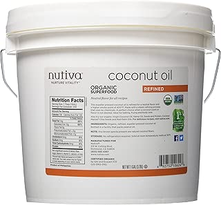 Nutiva Organic, Steam Refined Coconut Oil from non-GMO, Sustainably Farmed Coconuts, 128 Fl Oz (Pack of 1) - coolthings.us