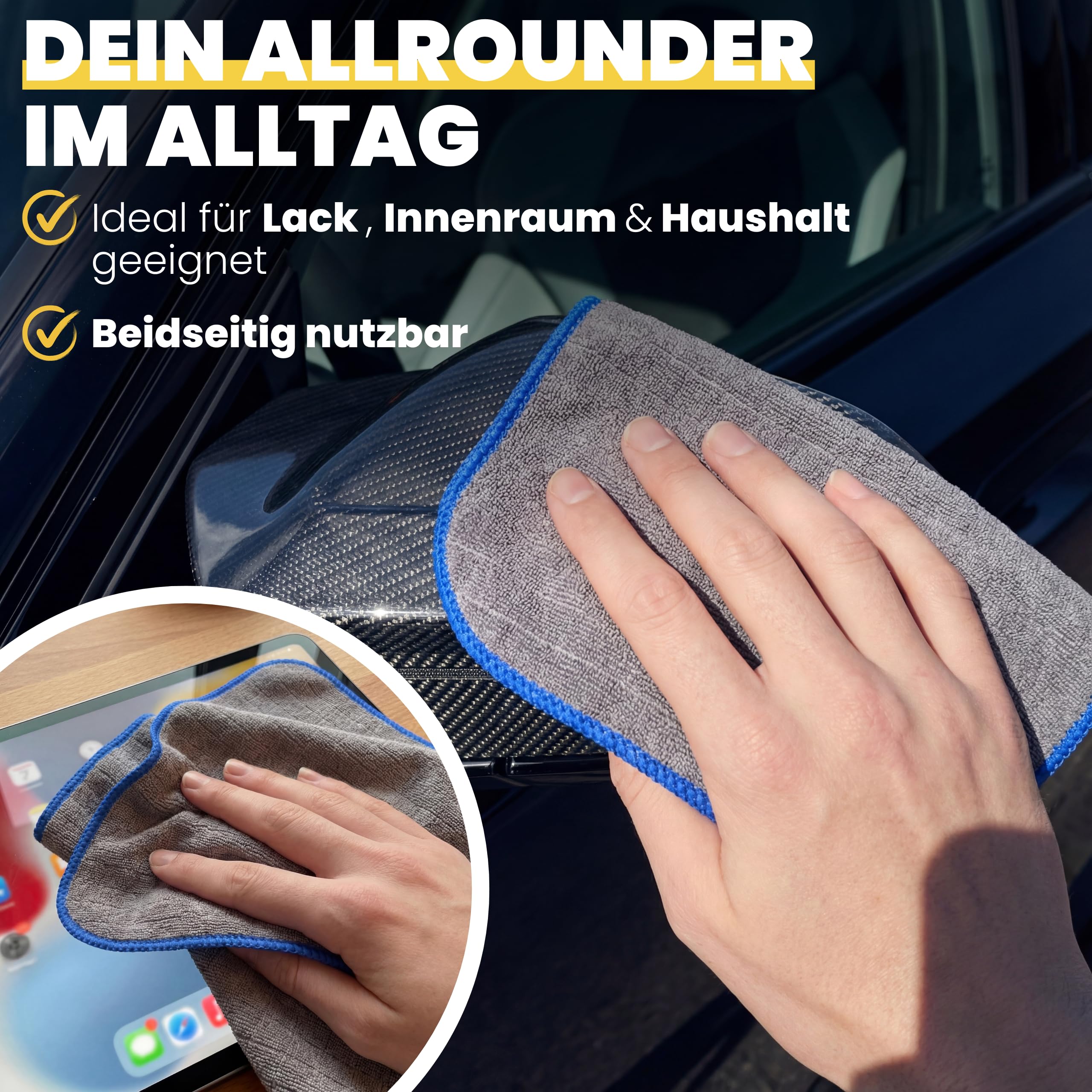 24X Lackschonende Mikrofasertücher 380 GSM, super Saugstark, Poliertücher, fusselfreie Microfasertücher für die Autopflege, Microfasertuch Auto und Motorrad, 40cm x 40cm