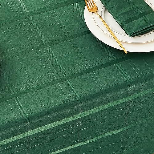 Miniatura 2 de UKOMIUT Mantel rectangular a cuadros, impermeable, a cuadros, elegante, resistente a las arrugas, tejido, decorativo, para cocina o al aire libre