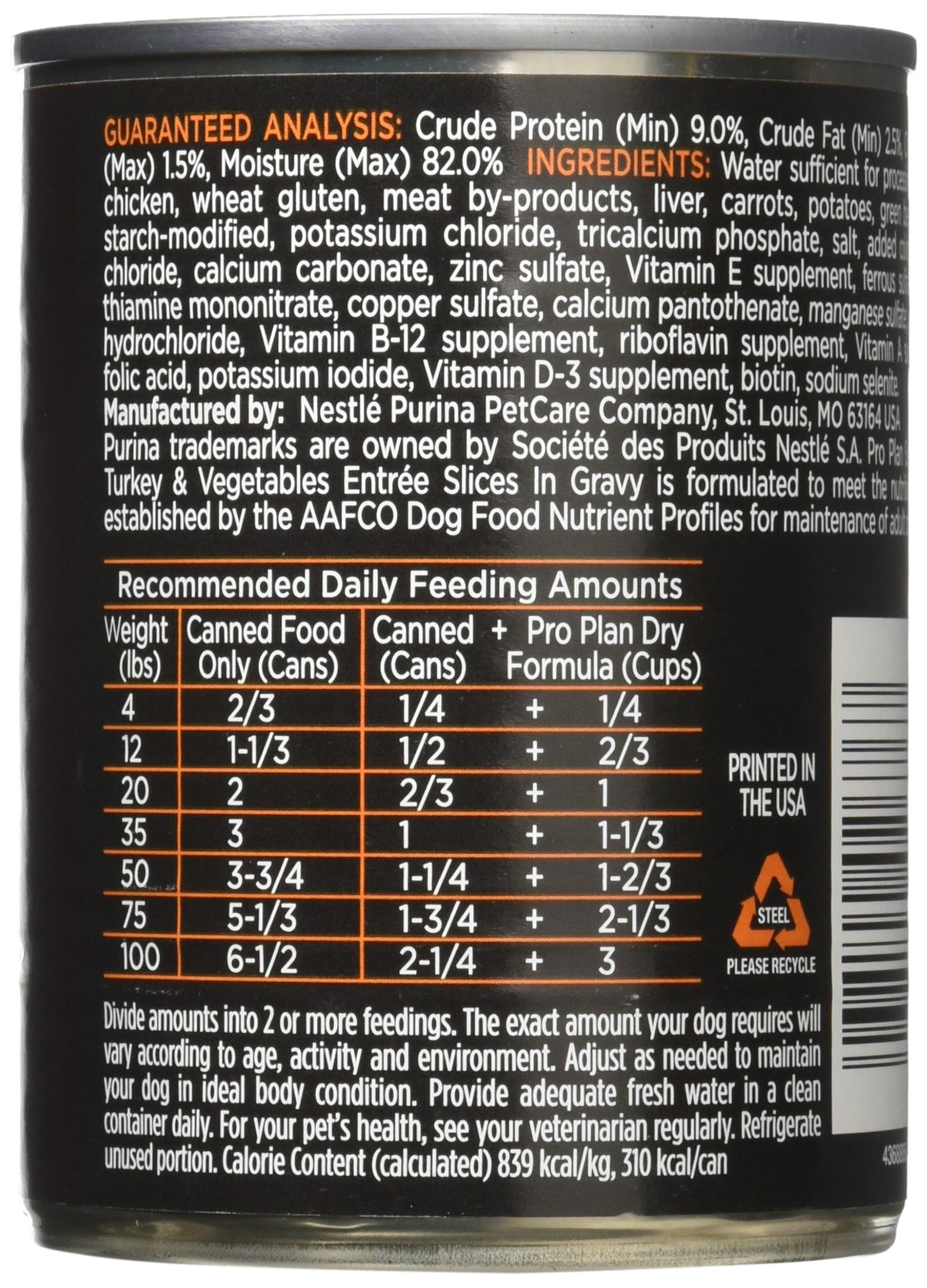 Nestle Purina Petcare 381710 12/13 oz Pro Plan Turkey and Vegetables Entree for Adult Dogs
