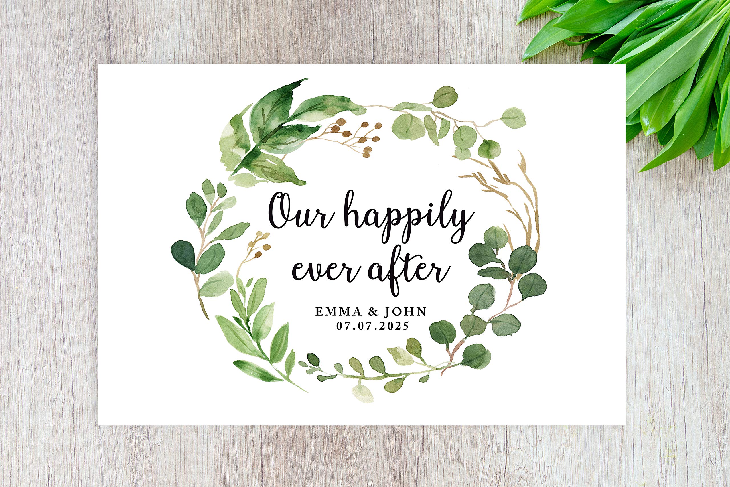 Andaz Press Custom Personalized Disposable Paper Placemats, 12 x 18 Inch, Set of 25, Our Happily Ever After, Tableware, Dining, Tabletop, Table Setting for Wedding, Bridal Shower