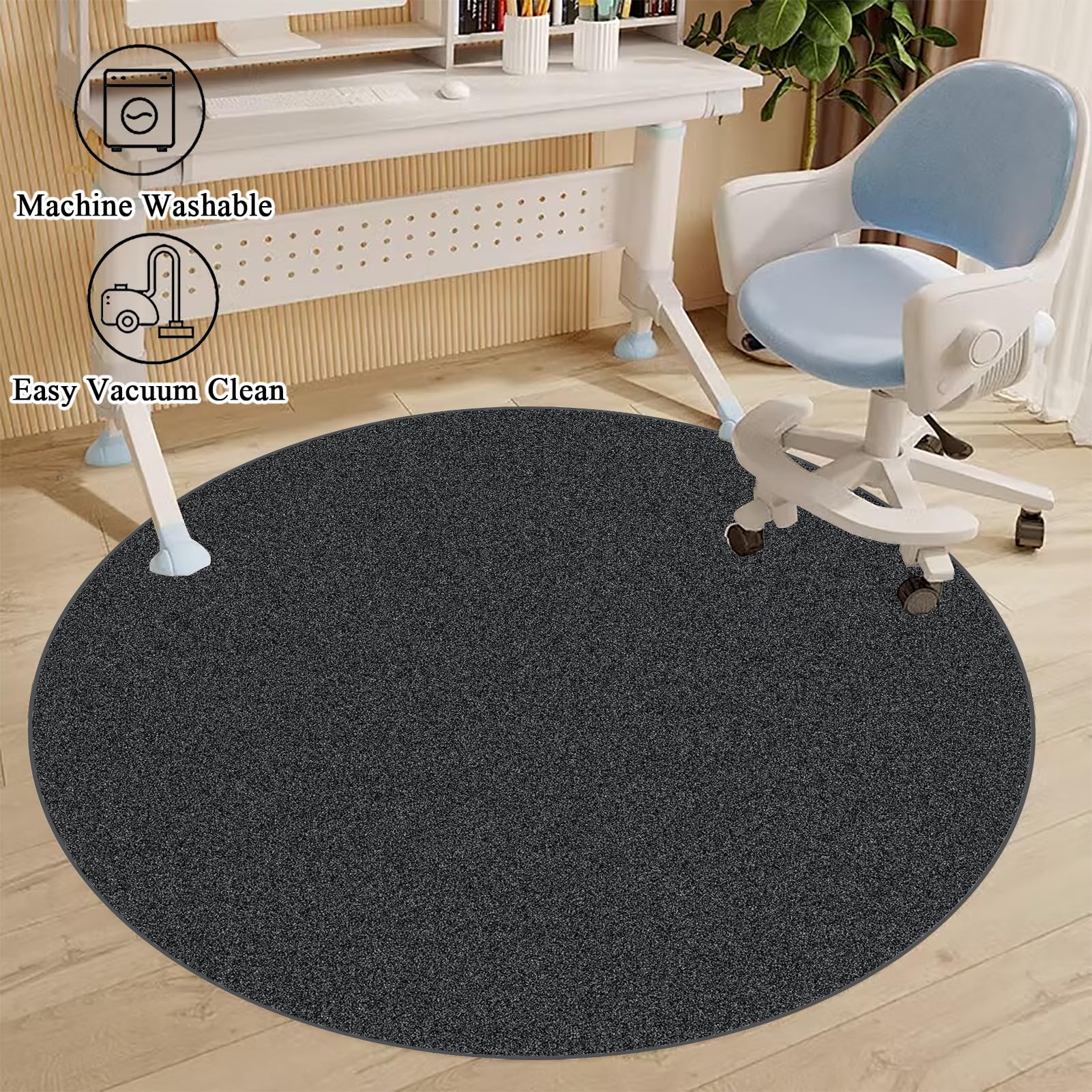 Tappeto per Sedia Ufficio Gaming, Rotondo Tappetino Salvapavimento Antiscivolo, Tappetino Protettivo, Tappeto Gaming pavimento,Tappetini per Sedie da Ufficio, Tappetino Pavimenti per Parquet 100 cm