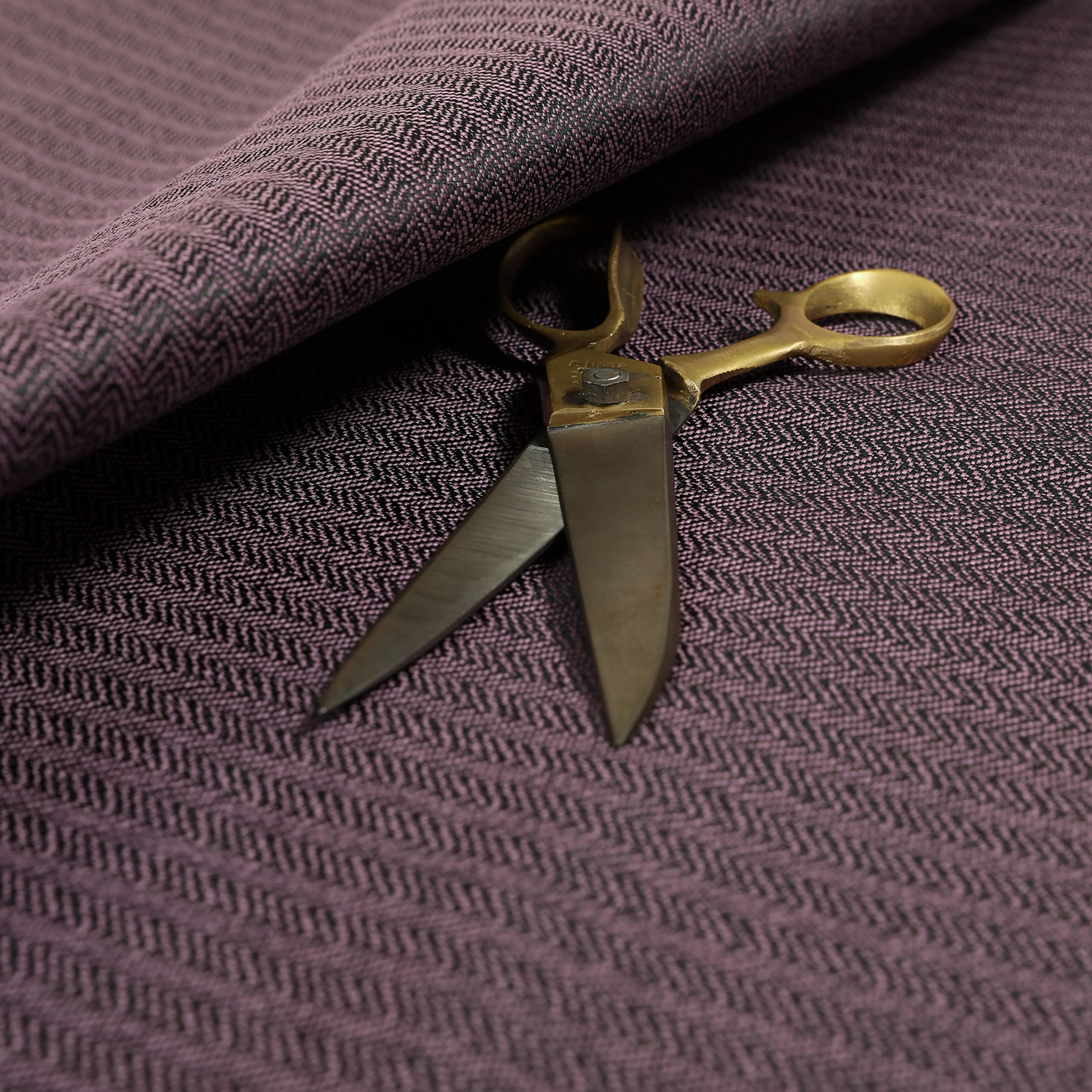 Redbrick Mill Fabrics Flame Retardant Herringbone Pattern Semi Plain Medium Weight Upholstery Fabric in Purple Colour (1 Metre) โ image 1