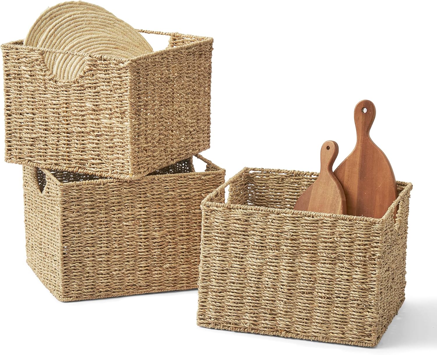 Artera Home 3Piece Wicker Cube Storage Baskets, 13" x 11