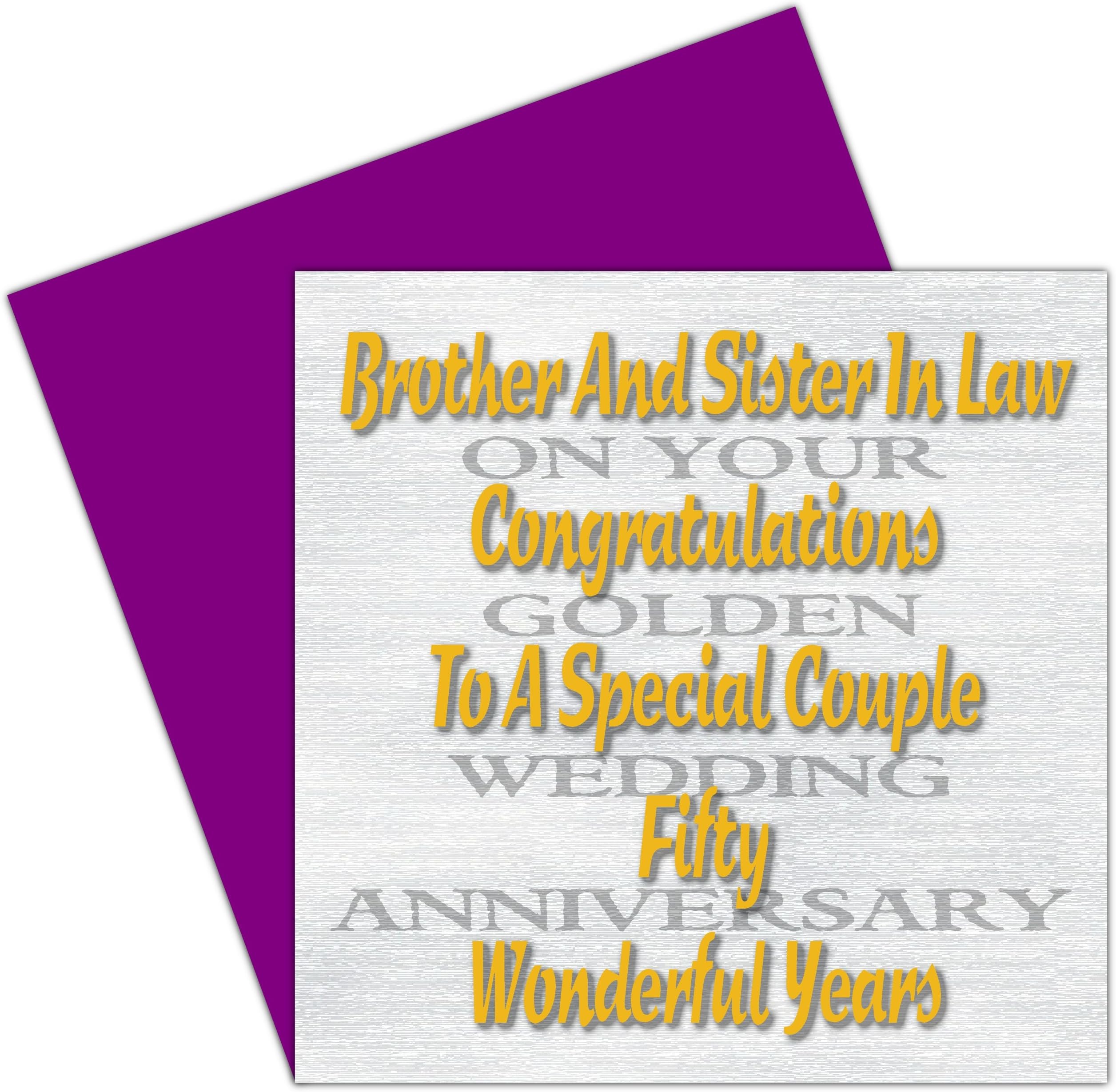 Brother & Sister In Law 50th Wedding Anniversary Card โ Golden Anniversary - 50 Years - Together Always Design