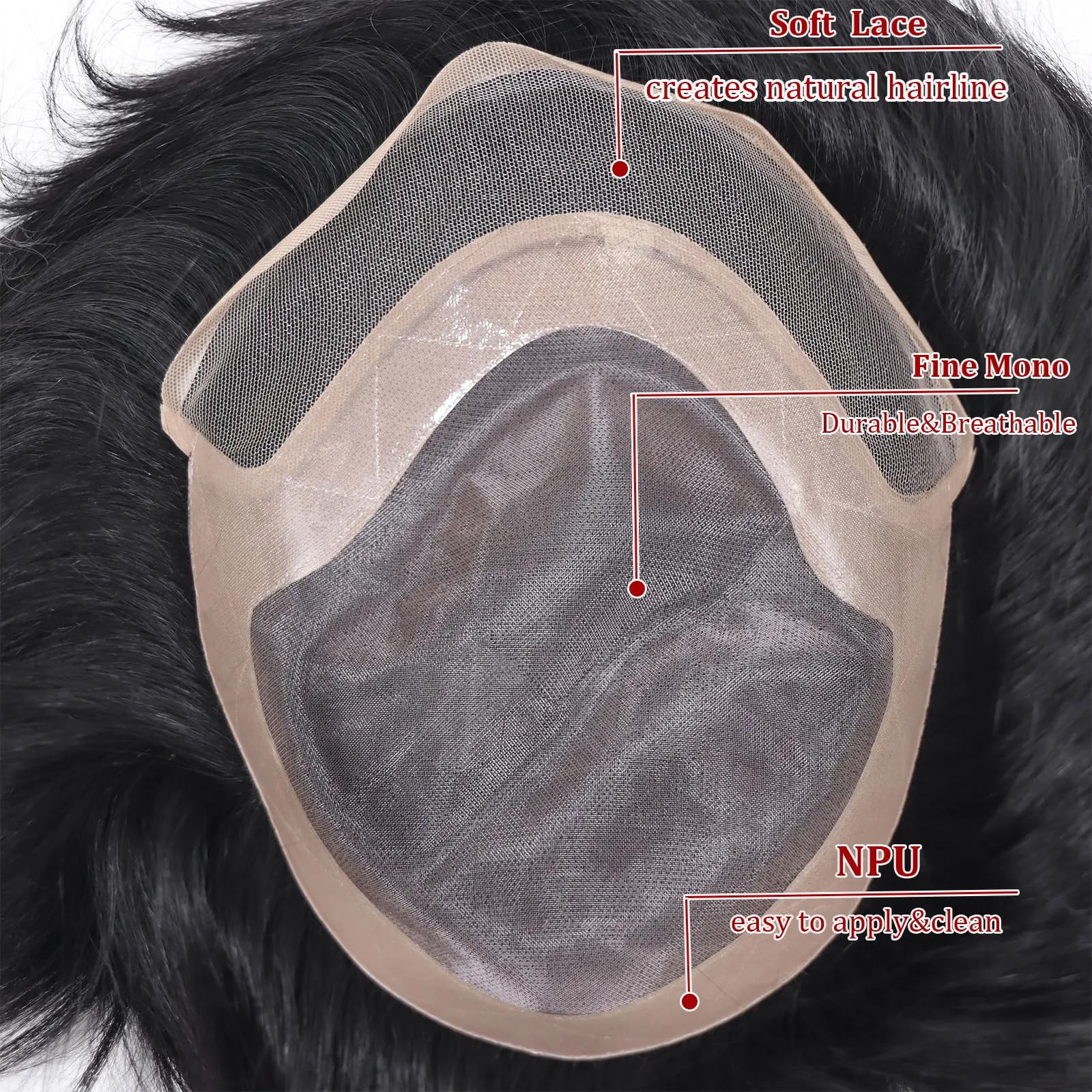 Toupee per uomo parrucche per capelli umani Toupee Mono Base con pizzo anteriore unità di capelli ricci da uomo parrucca da uomo Toupee capelli genuino sistema di ricambio umano per uomo Freestyle