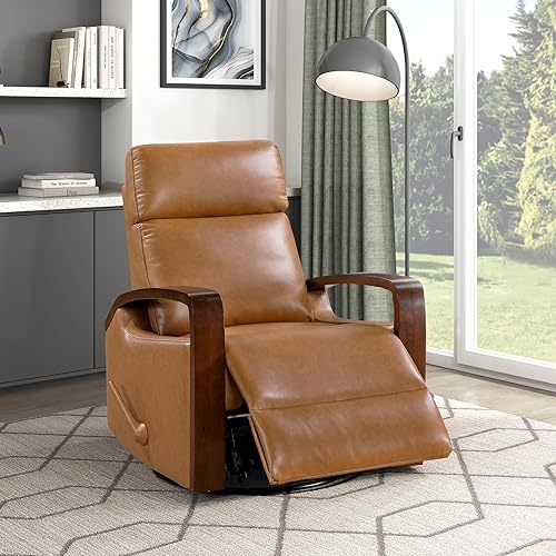 Lexicon 360 Degree Swivel Glider Reclining Chair, Breathable Faux Leather
