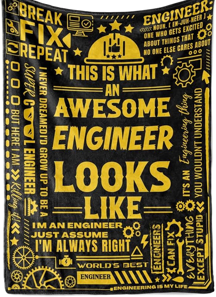 Engineer-themed flannel throw blanket