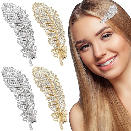 4 pasadores de pelo de cristal con diamantes de imitación, pinzas para el cabello con diamantes de imitación, accesorios para el cabello de cristal